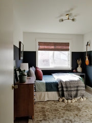 Bicycle Club with tube glass as a flushmount ceiling fixture in modern boys bedroom