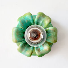 Aged green and turquoise floral sconce or flushmount ceiling light