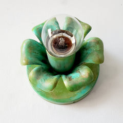 Aged green and turquoise floral sconce or flushmount ceiling light bottom view
