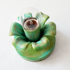 Aged green and turquoise floral sconce or flushmount ceiling light bottom view