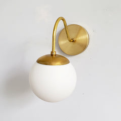 Brass and White Glass art deco inspired light by Sazerac Stitches -  Fontainebleau Sconce side view