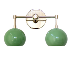 Pastel Green & Chome Double loa sconce with background removed