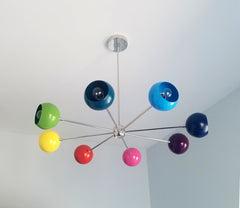Chrome and rainbow chandelier Arcenciel fixture modern lighting mid century eyeball globe lighting fixture