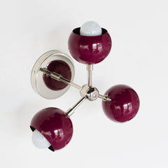 Black Cherry and Chrome flushmount ceiling light inspired by mid century modern design