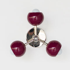 Black Cherry and Chrome flushmount ceiling light inspired by mid century modern design