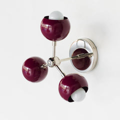 Black Cherry and Chrome flushmount ceiling light inspired by mid century modern design
