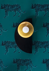 This Kin Sconce in black and brass pairs classic materials with contemporary form. A matte black half-circle anchors the piece, while a round brass reflector bounces warm, ambient light forward. Whether used in a vintage-modern bathroom, a layered gallery wall moment, or to accentuate architectural features, it offers a timeless balance of contrast and shine. A go-to for fans of deco revival, minimalist luxe, or rich, tailored interiors with a touch of mid-century inspiration.
