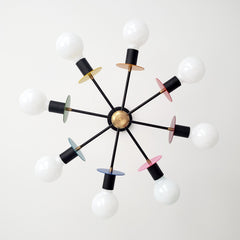 Black rainbow chandelier made by Sazerac Stitches