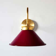 purple marooon and brass cone modern wall sconce