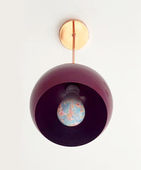 Copper and Maroon pendant light with a globe shade