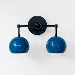 Denim Blue and Black mid century modern bathroom sconce