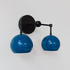 Denim Blue and Black mid century modern bathroom sconce