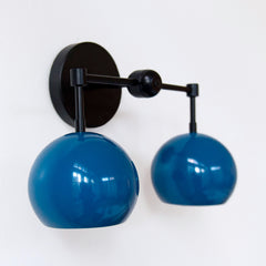 Denim Blue and Black mid century modern bathroom sconce
