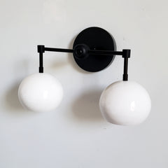 Double Loa Sconce with White Shades