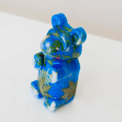 Blue Bear with Leaves