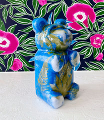 Blue Bear with Leaves