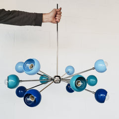 Blue & Teal Orion chandelier in chrome