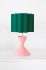 pink and green feminine palm beach style mid century modern inspired table lamp