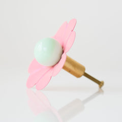 pastel pink and mint daisy drawer pull by sazerac stitches