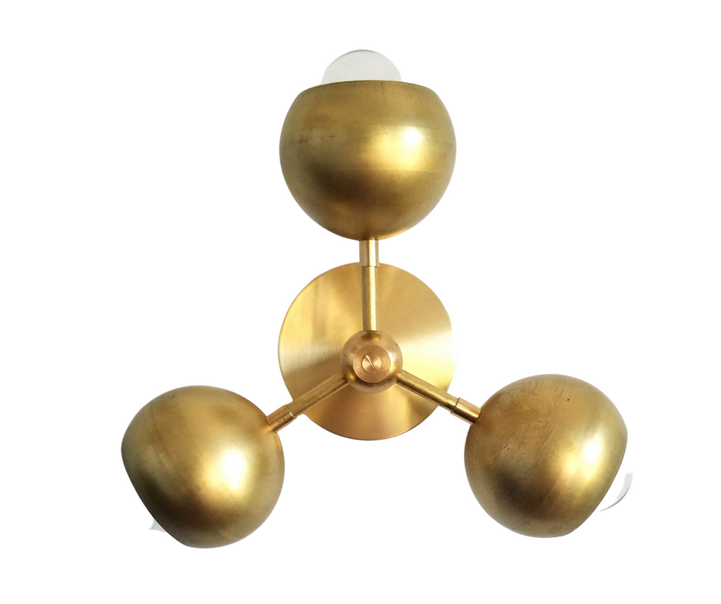 Mini Loa Bicycle Club Sconce or Flushmount with Brass Shades