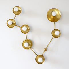 Brass Pisces constellation wall sconce or flushmount ceiling light.  Astrology inspired fixture by sazerac stitches
