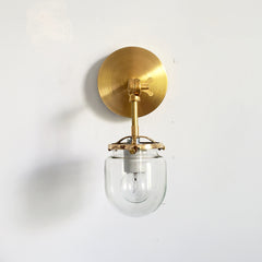 brass and clear adjustable wall sconce by Sazerac Stitches midcentury modern inspired