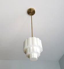Wedding cake tiered white glass pendant lighting fixture vintage victorian design