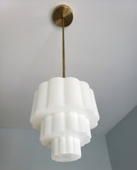Wedding cake tiered white glass pendant lighting fixture vintage victorian design