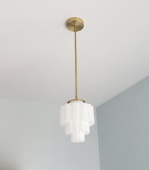 Wedding cake tiered white glass pendant lighting fixture vintage victorian design