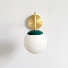 Brass and Mermaid Green Fontainebleau modern curved arm sconce art deco inspired design