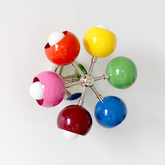 Chrome and rainbow mid century modern flushmount ceiling light or wall sconce