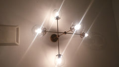 Cabildo Chandelier: Large Brass or Chrome and Glass modern chandelier