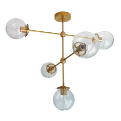 Cabildo Chandelier: Large Brass or Chrome and Glass modern chandelier