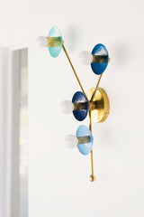 Teal and Brass Cancer flushmount light fixture star constellation lighting