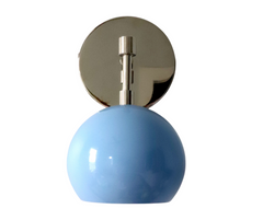 Light blue and chrome mid century modern wall sconce light fixture