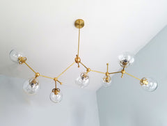 organic asymmetric large brass chandelier with glass modern contemporary lighting light fixture brass