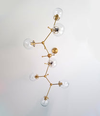 organic asymmetric large brass chandelier with glass modern contemporary lighting light fixture brass