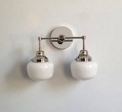 chrome bathroom wall sconce schoolhouse lighting traditional decor bathroom renovation