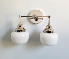 two-lighting wall lighting chrome bathroom wall sconce schoolhouse lighting traditional decor bathroom renovation