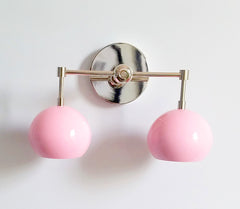 Double Loa Sconce with Blush Pink Shades