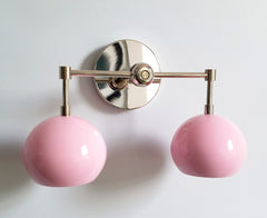 Double Loa Sconce with Blush Pink Shades
