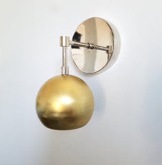 chrome and brass wall light