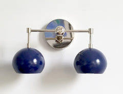 chrome and navy modern walls sconce with two lights