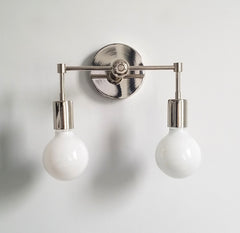 Chrome Small Magazine sconce two lights modern bathroom fixture