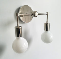 chrome two light wall sconce