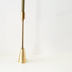 Brass geometric candle holder for taper candles and holiday decorating