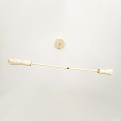 Cream & Brass modern long chandelier