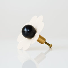 Cream and black daisy drawer pull by sazerac stitches