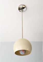 Chrome and vanilla cream pendant globe lighting