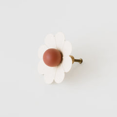 Cream and Terra Cotta neutral daisy drawer pull for nurseries, cabinetry, furniture makeovers and more